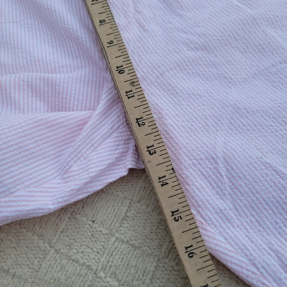 NWT J Crew Rivington Seersucker Striped Cotton Chino Short size 35W Pink White